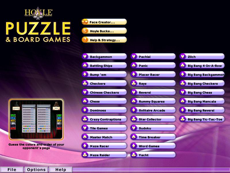 List of games in Puzzle and Board Games 2009